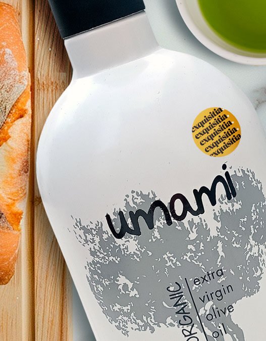 Aceite Umami Camins de Verdor, virgen extra ecológico de inicio de cosecha.