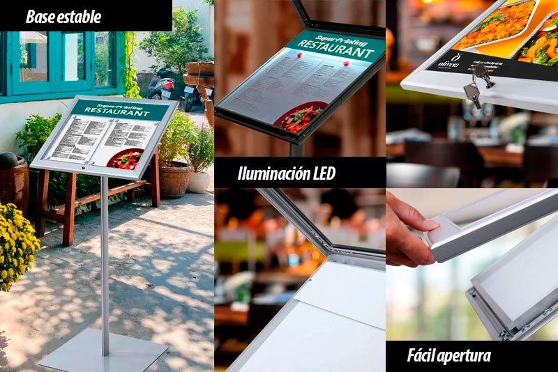 Ejemplo de un buen Atril Porta Menú, ideal para atraer más clientes a tu Restaurante.