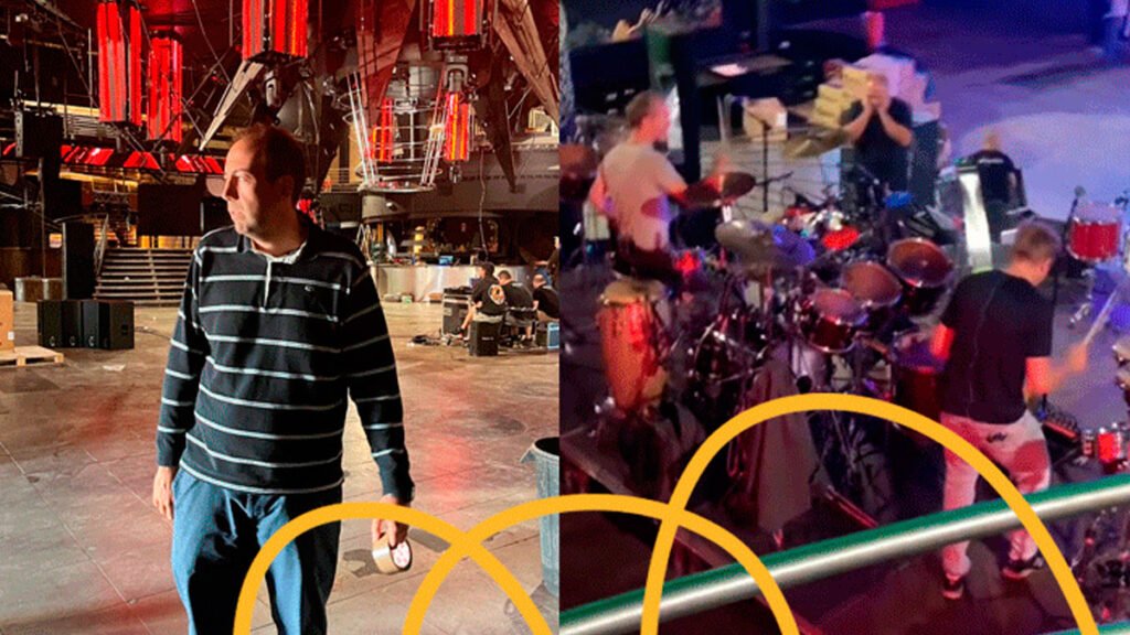 La mítica discoteca Big Ben Mollerussa reabre sus puertas 15 En la imagen el Arquitecto Esteve Niubó últimando las obras y los Safri Duo ensayando para la actuación.