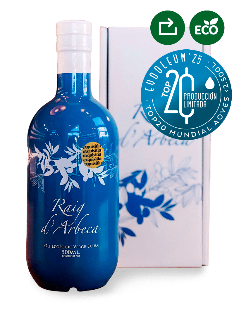 Aceite Raig Arbeca Ecológico Gourmet 2025/26 - 500ml. con estuche 13 Aceite Raig Arbeca Ecológico de Arbequina Gourmet