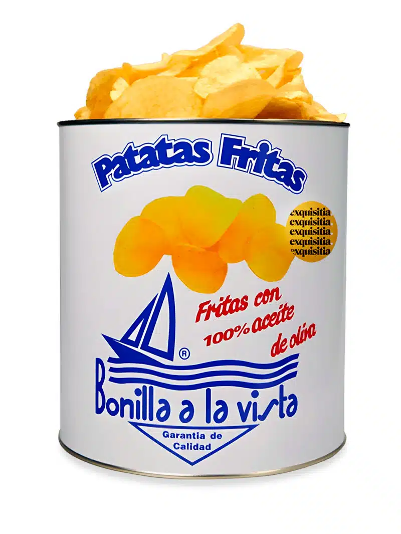Patatas Bonilla a la Vista, fritas en Aceite de Oliva - Lata 500gr 15 Patatas Bonila a la Vista en lata, fritas en aceite de oliva en Exquisitia