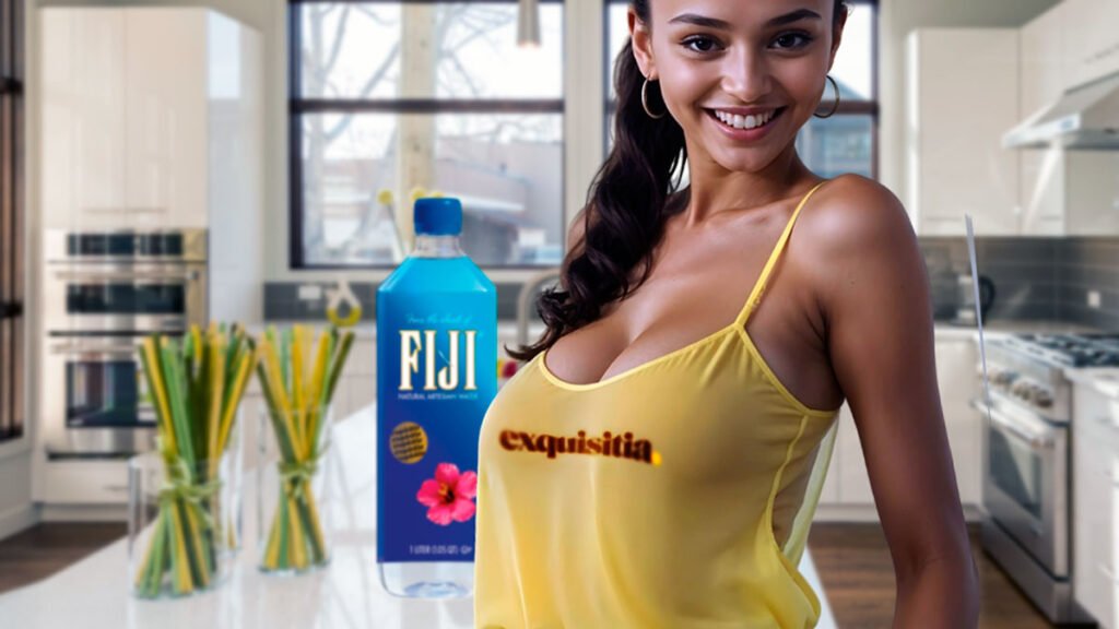 Botella de Agua Fiji, agua mineral premium y saludable, ideal para el verano.