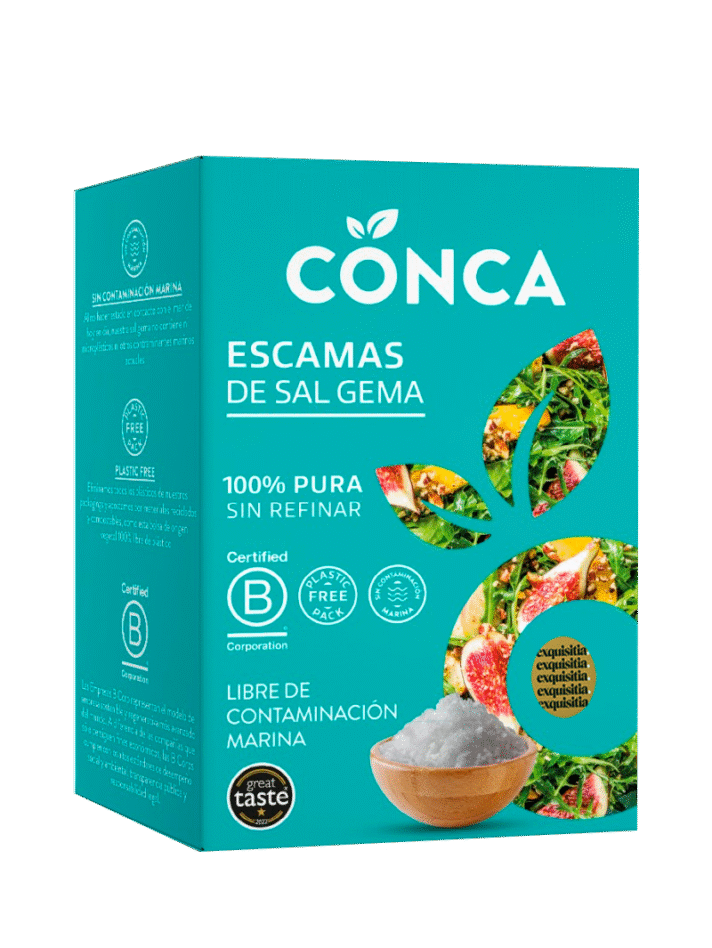 Comprar Sal en Escamas Conca Organics. Sal gema pura y sin refinar en exquisitia