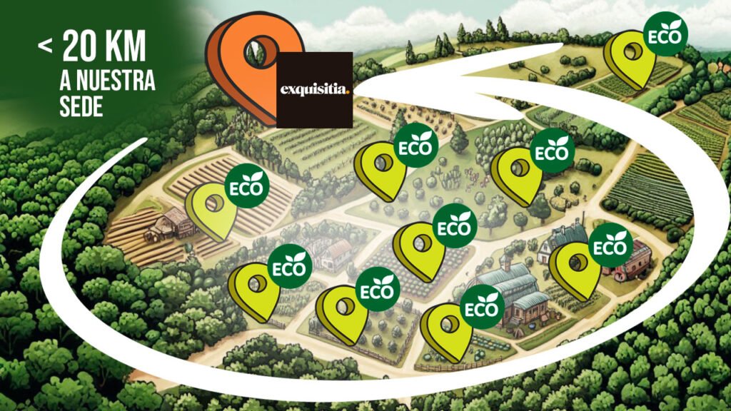 Fruta ecológica de Lleida: sabor, salud y sostenibilidad en tu mesa 18 Mapa de proximidad de productores ecológicos Seleqtium a menos de 20 km de Exquisitia.