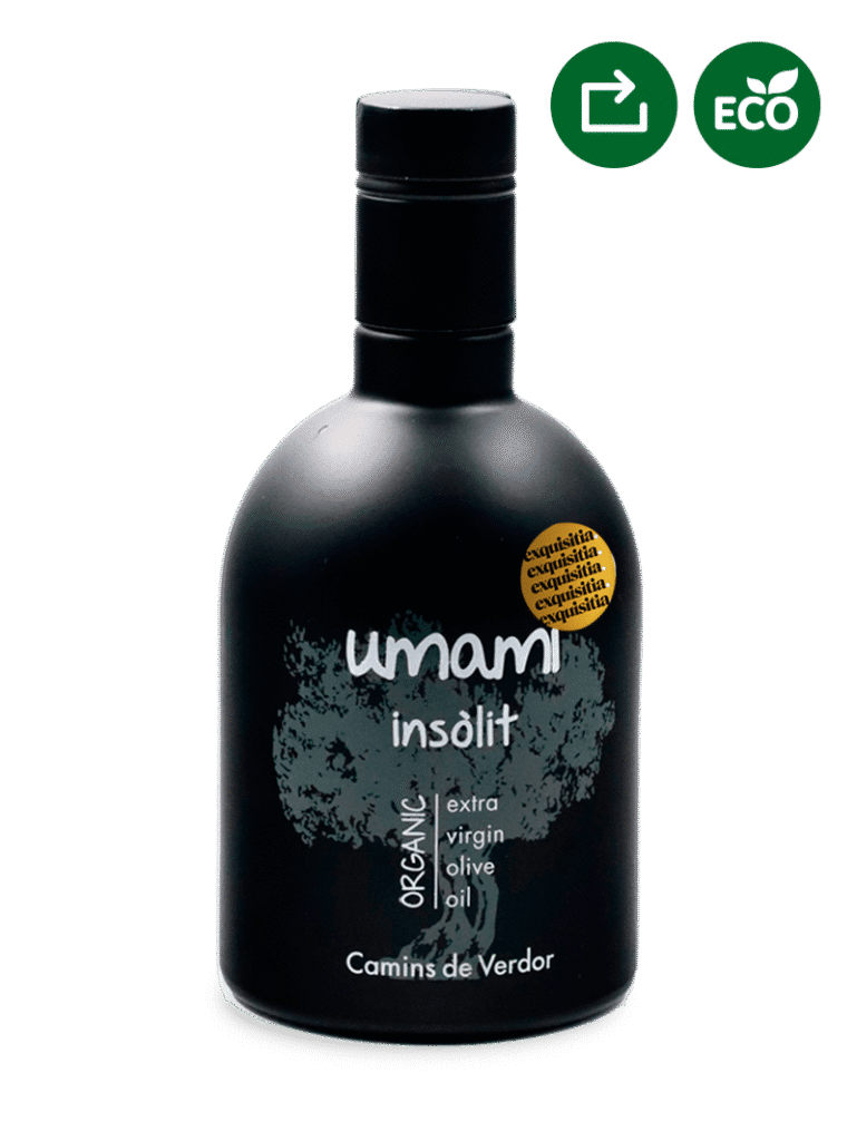 Descubre los 3 Aceite Umami Camins de Verdor 2025 / 26 - Original, Insòlit y Estuche Regalo 16 Botella de Aceite Umami Insòlit Camins de Verdor – AOVE ecológico arbequina frutado verde intenso 500ml. en Exquisitia