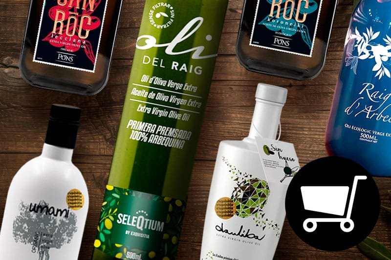 Selección de los mejores aceites de oliva virgen extra gourmet premium: Umami, Oli del Raig Seleqtium, Dauliba, Jan i Roc y Raig d’Arbeca en Exquisitia