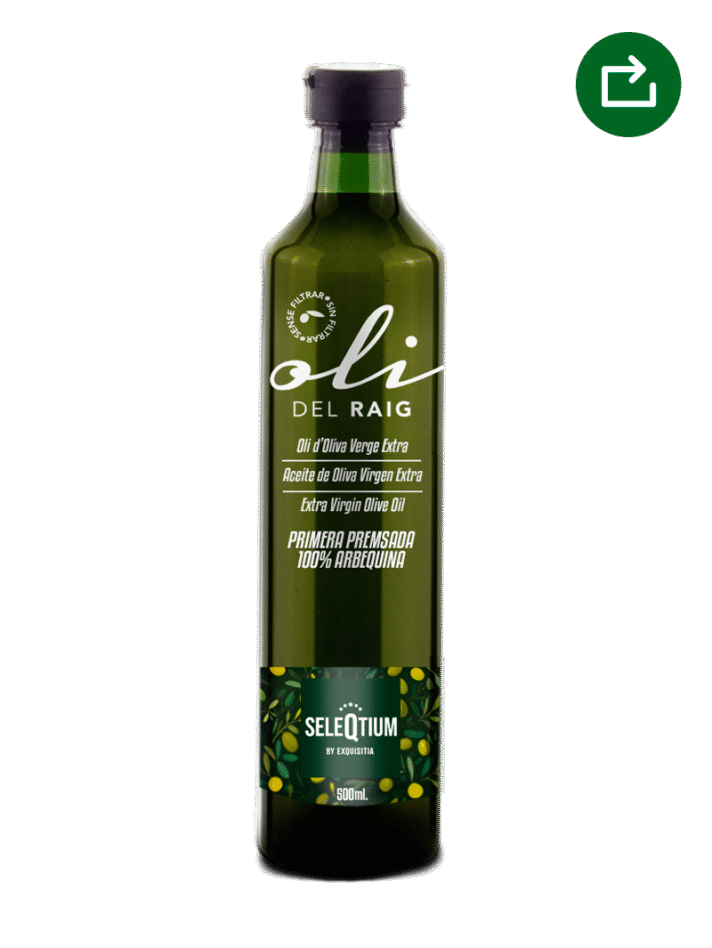 Aceite Oli del Raig, sin filtrar, turbio, de primera prensada, Seleqtium by Exquisitia