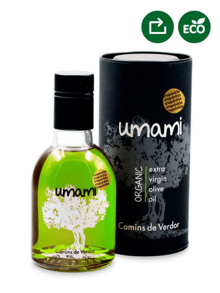 Exquisitia.com | Tienda Gourmet Online y Blog de Gastronomía 95 Aceite Umami 250ml. en estuche regalo, de Camins de Verdor ideal como regalo gourmet, en Exquisitia.com