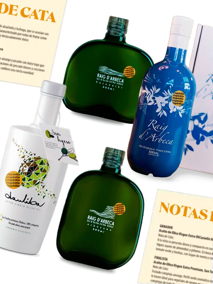 Pack cata de aceite de oliva en casa con cuatro AOVEs diferentes premium